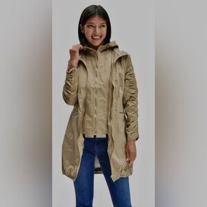 NWT Ciao-Milano - Elena Full Length Jacket in Khaki rain coat windbreaker